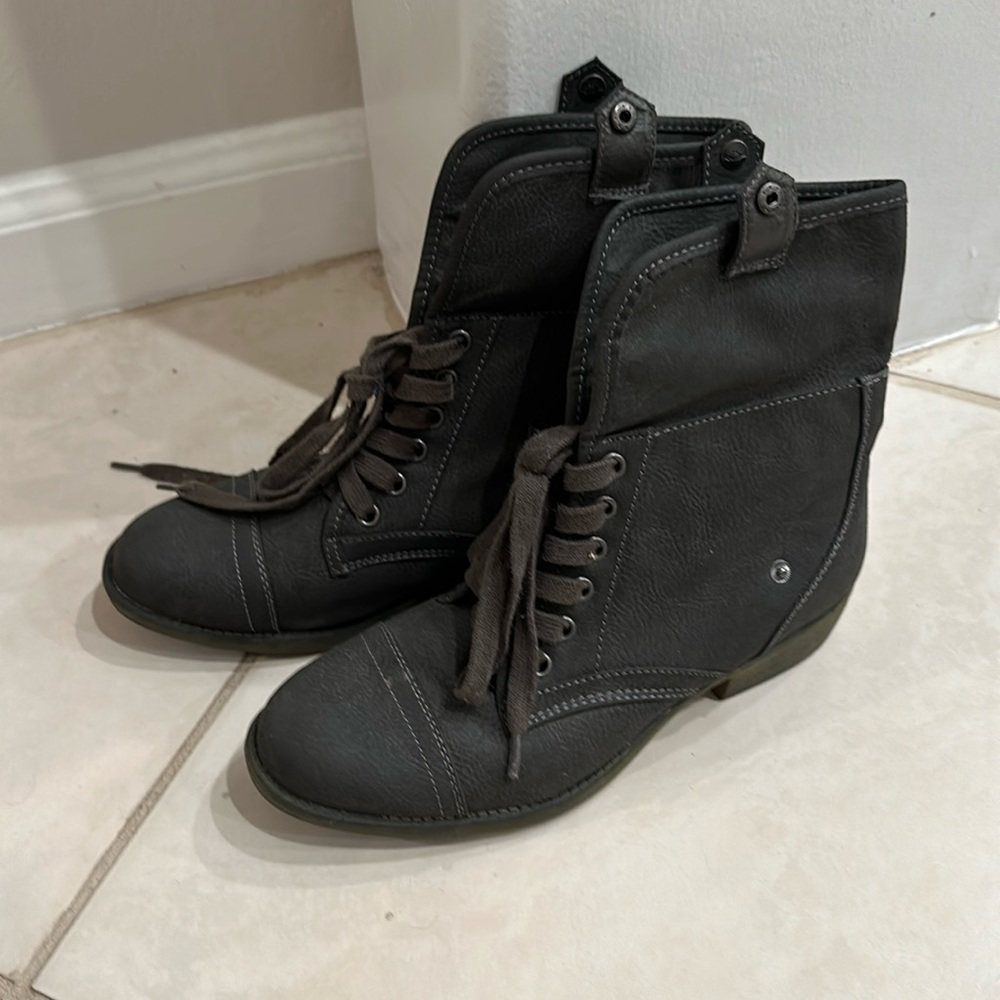 Grey combat boots